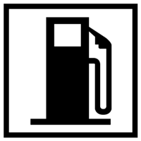A black & white gasoline icon that represents the use of gasoline powered log splitters